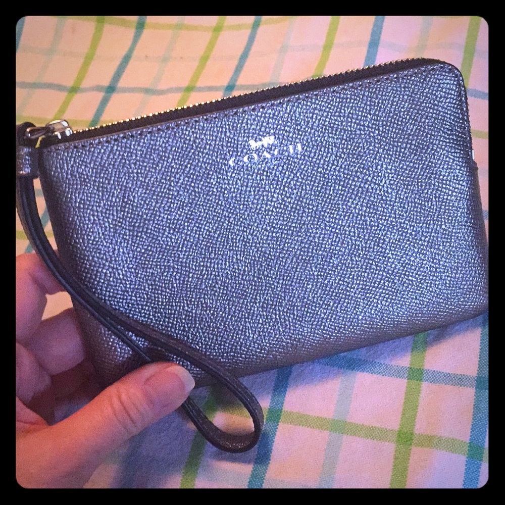 Coach silver wristlet NWT